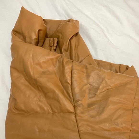 Lioness Tan Faux Leather Puffer Jacket - Picture 3 of 3
